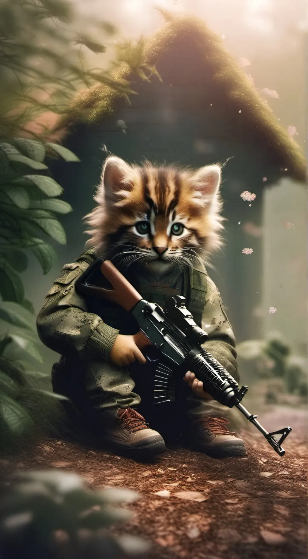 ai character: Millitry cat background