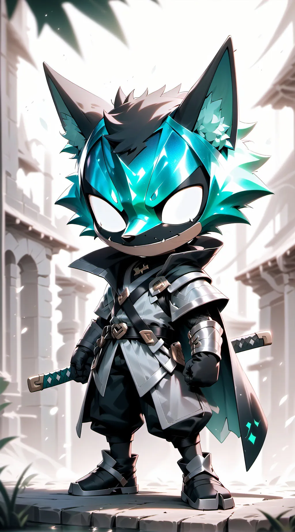 ai character: silver background