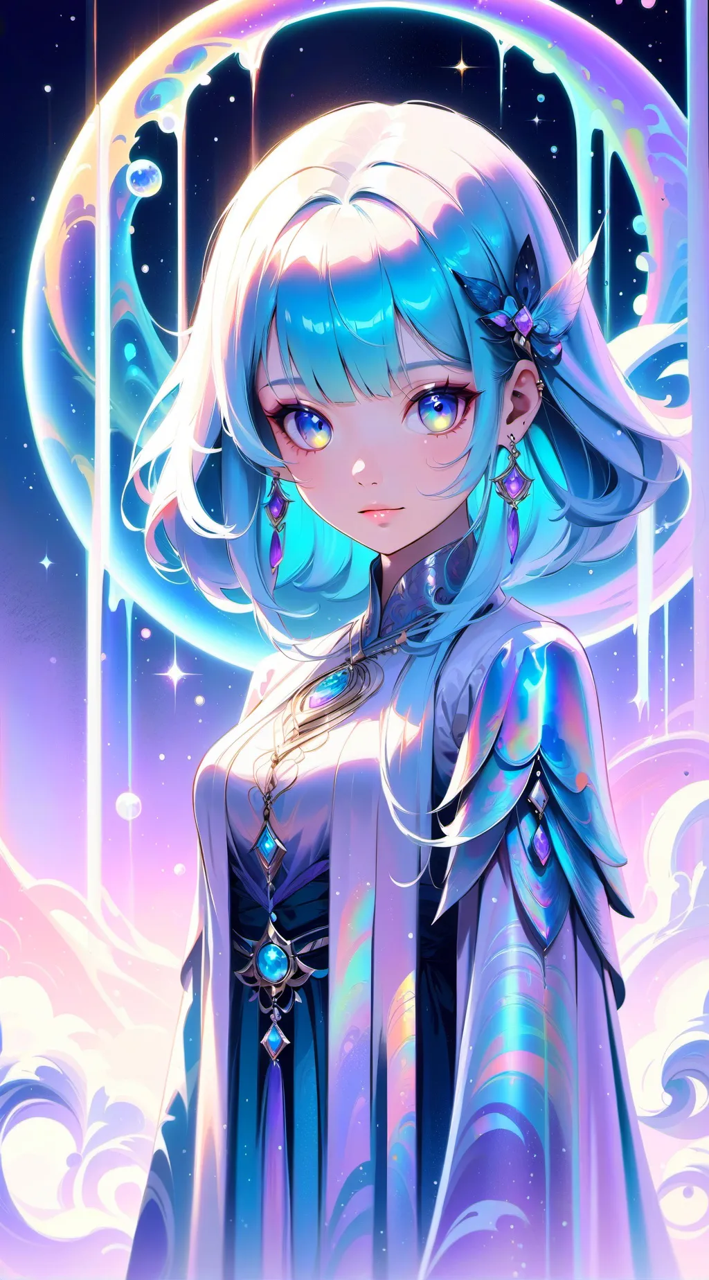 ai character: cyan background