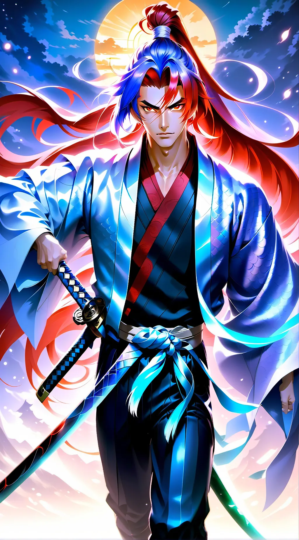 ai character: kny met yoriichi  background