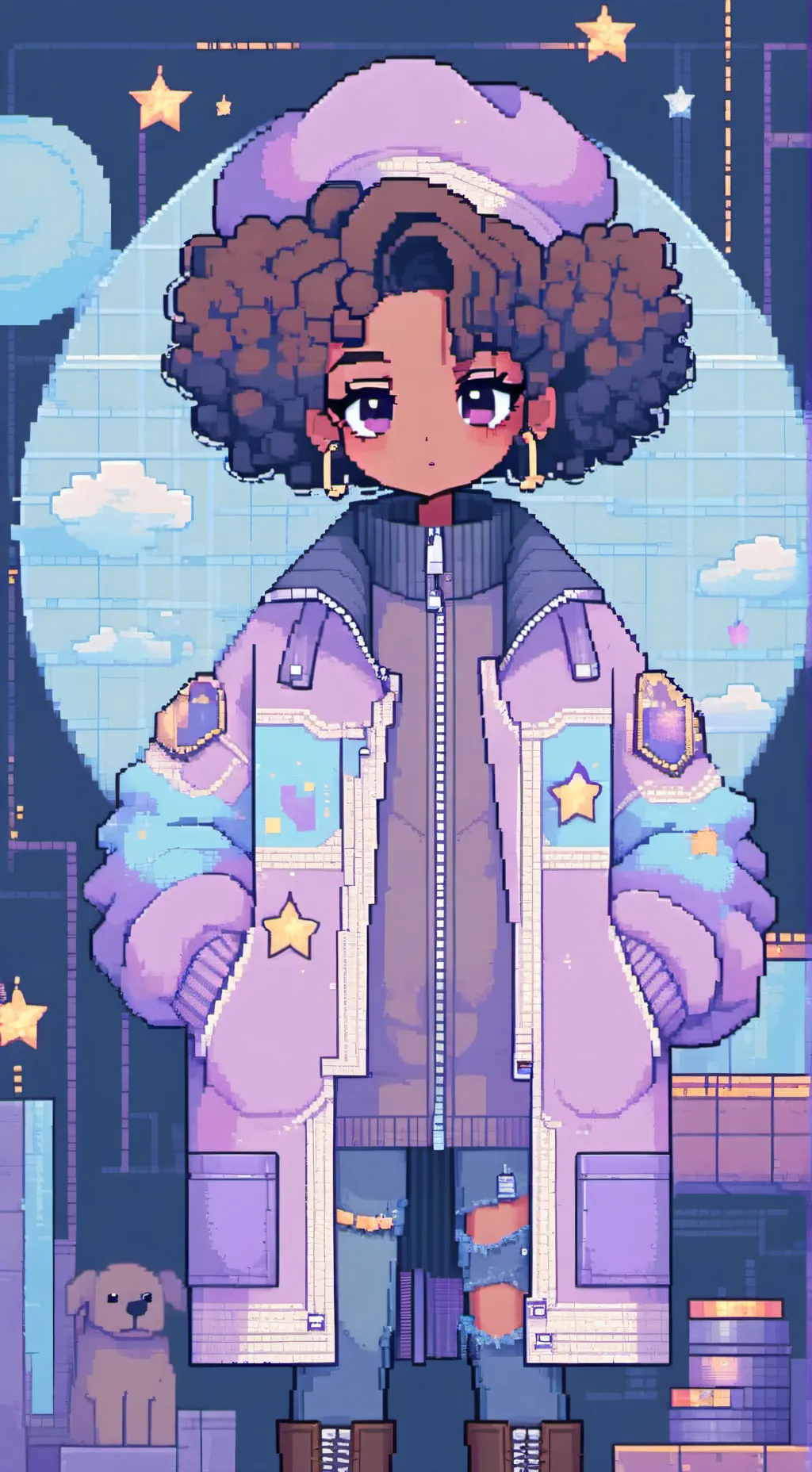 ai character: moonlight background