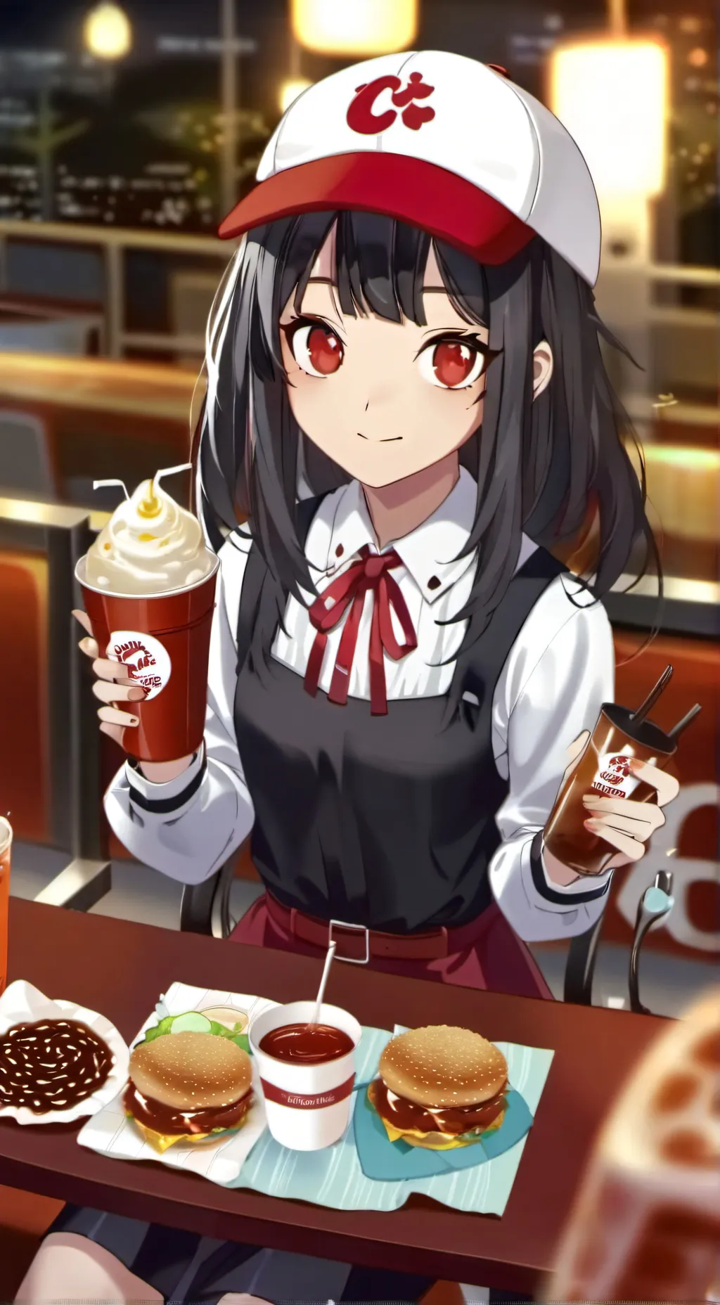 ai character: Chick fil a  background