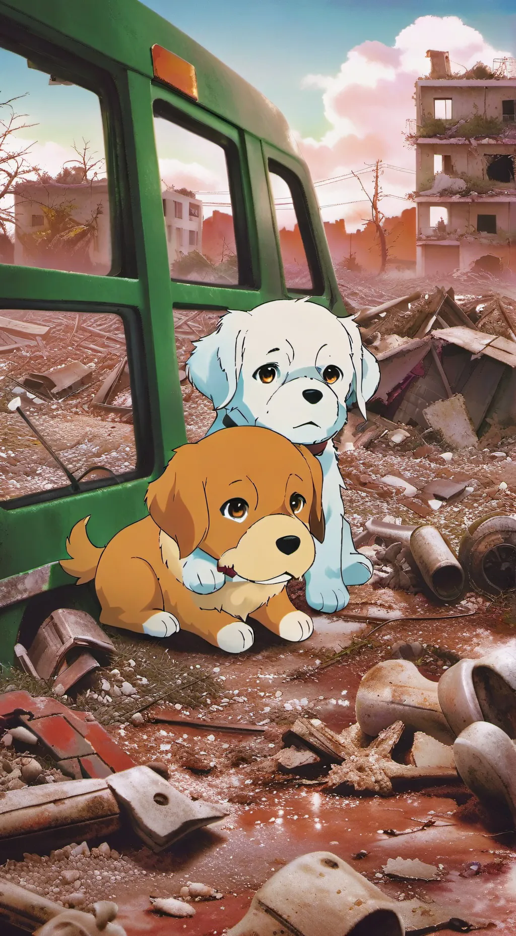 ai character: dog plush infected background