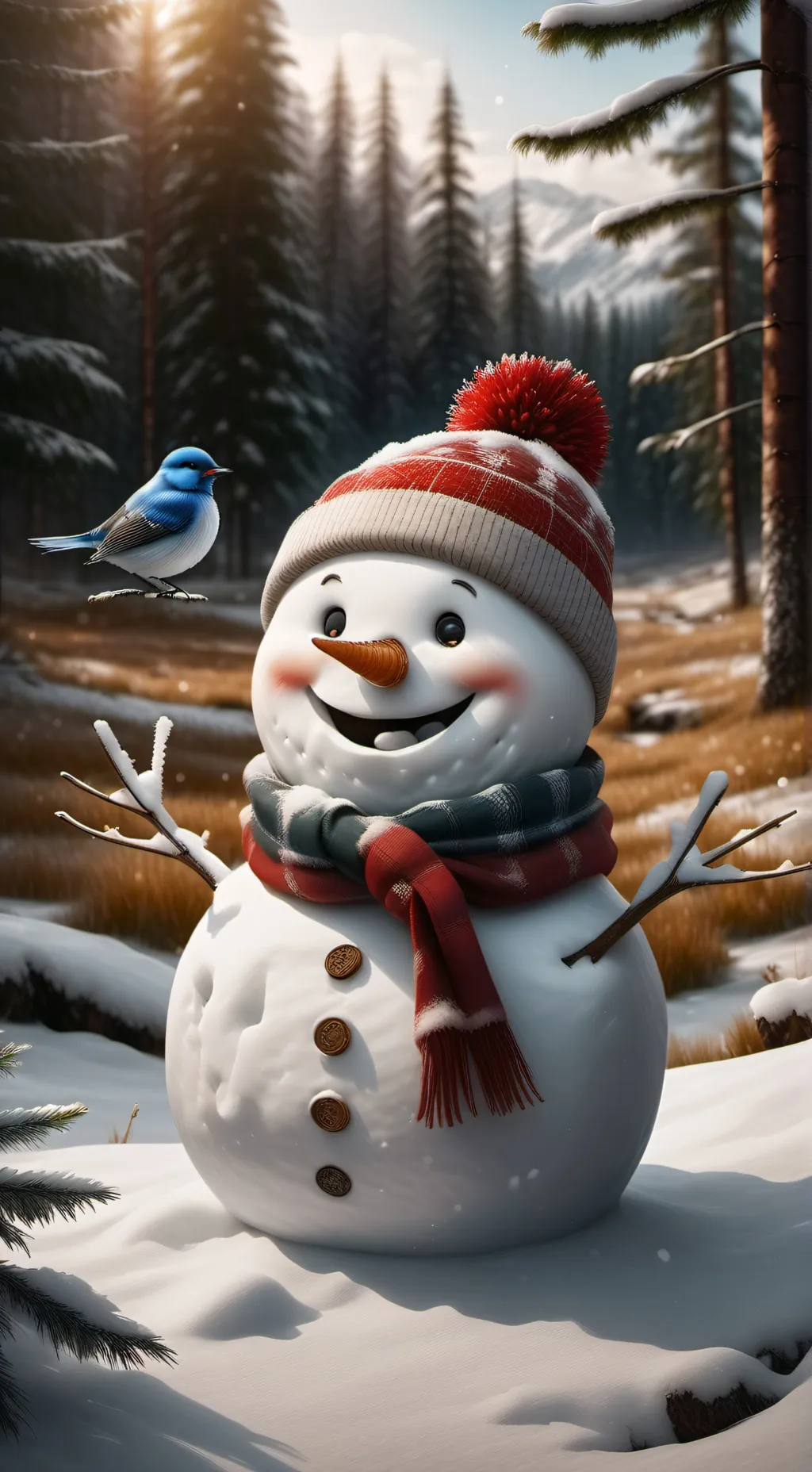 ai character: Snowy the Snowman background