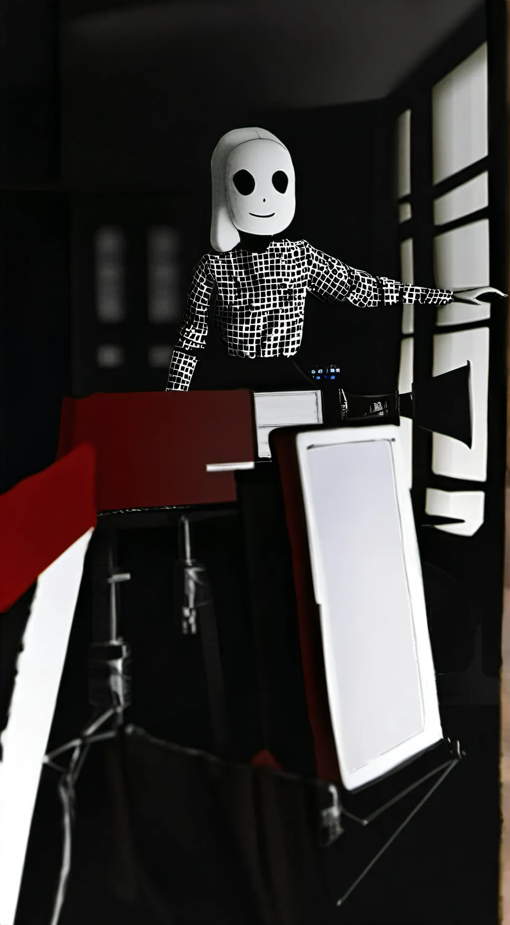 ai character: TV woman background