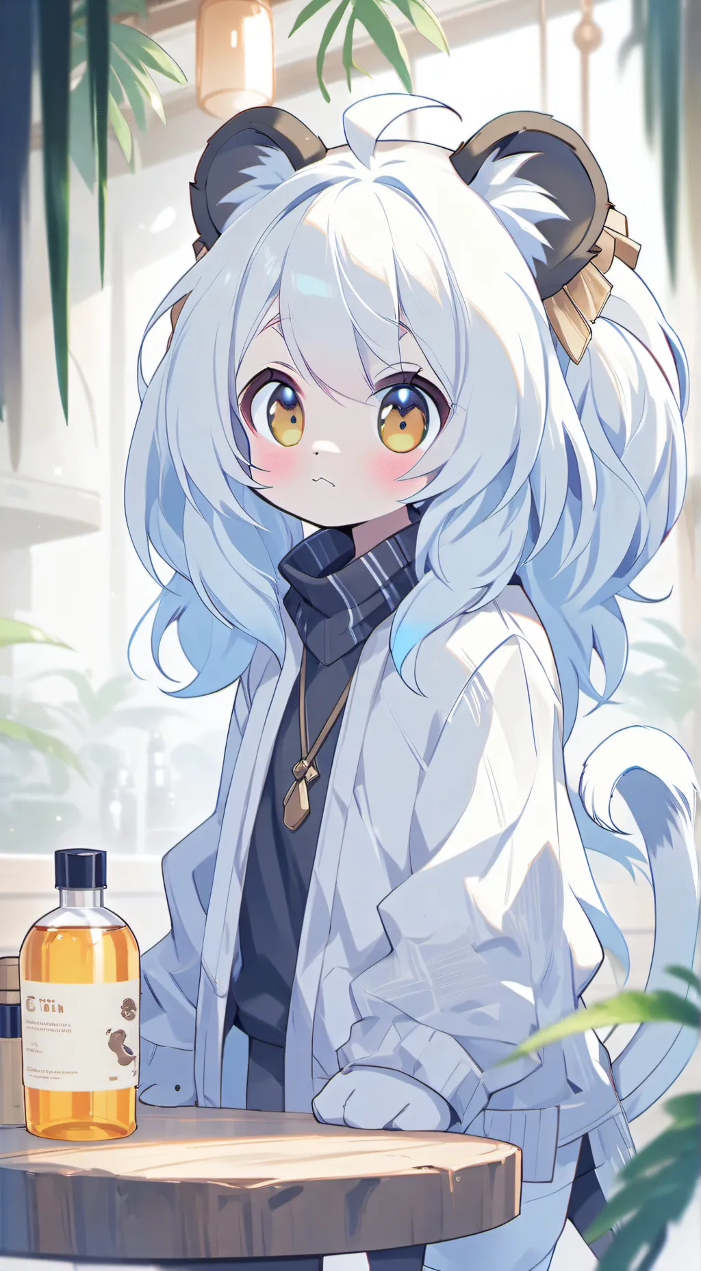 ai character: Whiskers the Lion Spirit background