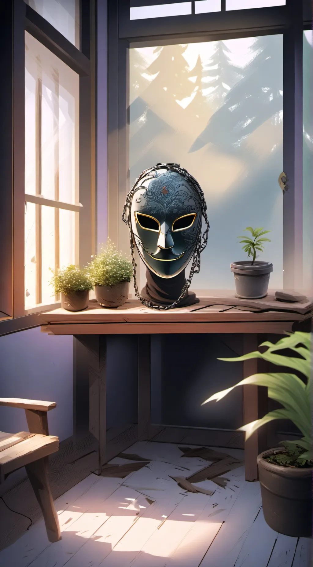 ai character: Peace's mask background