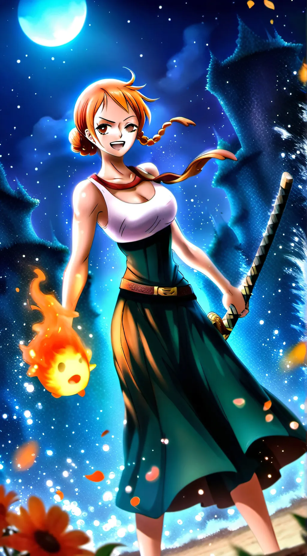 ai character: Robin and nami background