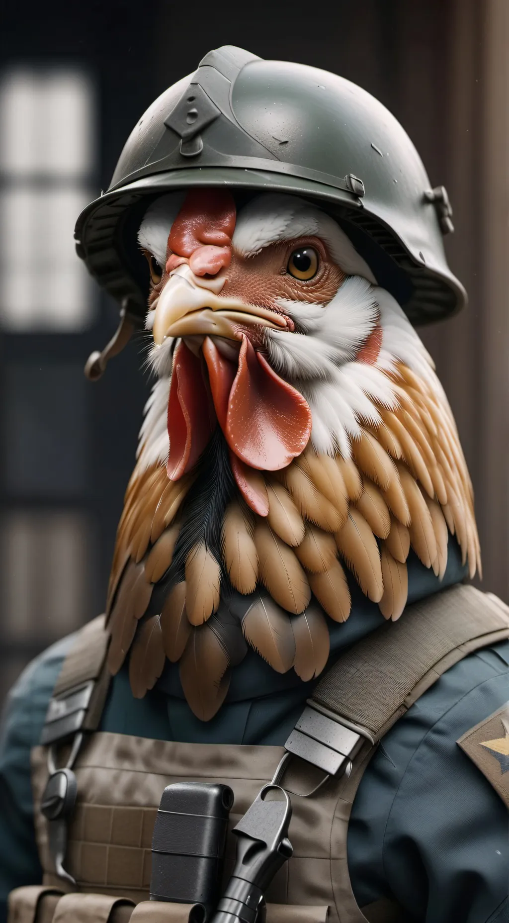 ai character: war chicken  background