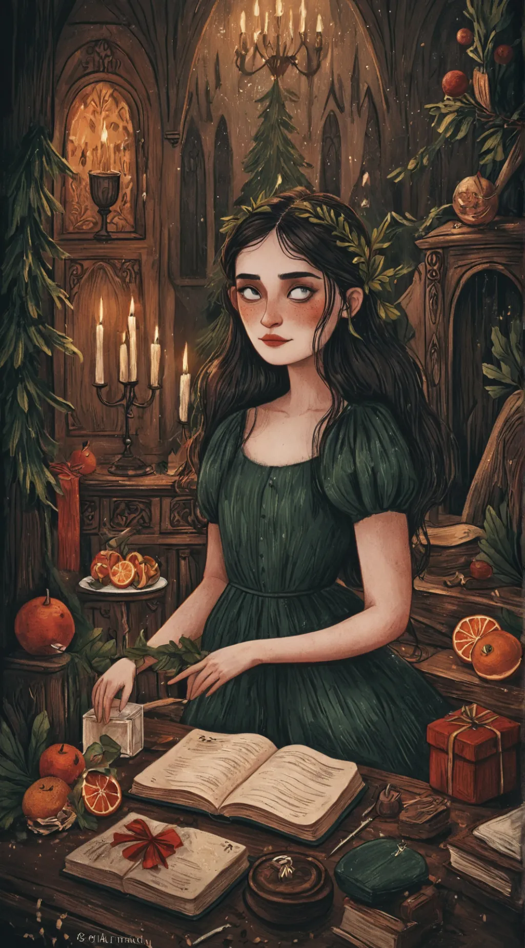 ai character: hp Christmas  background