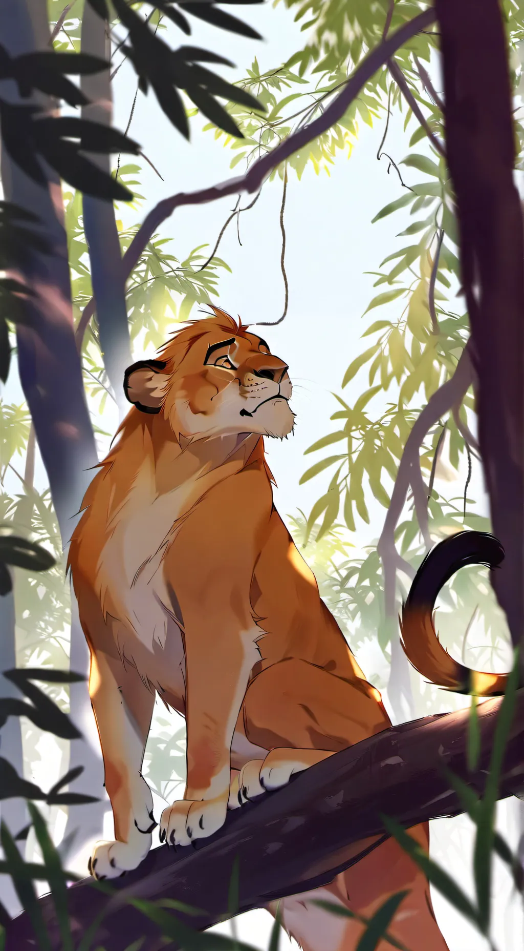 ai character: Teen simba  background