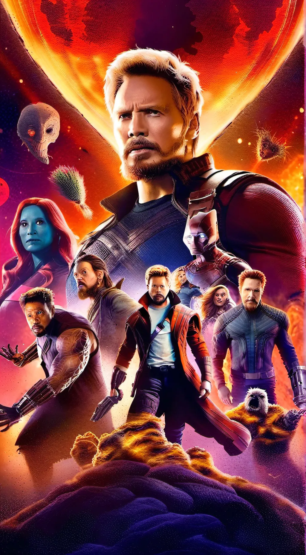 ai character: Avengers×GOTG background