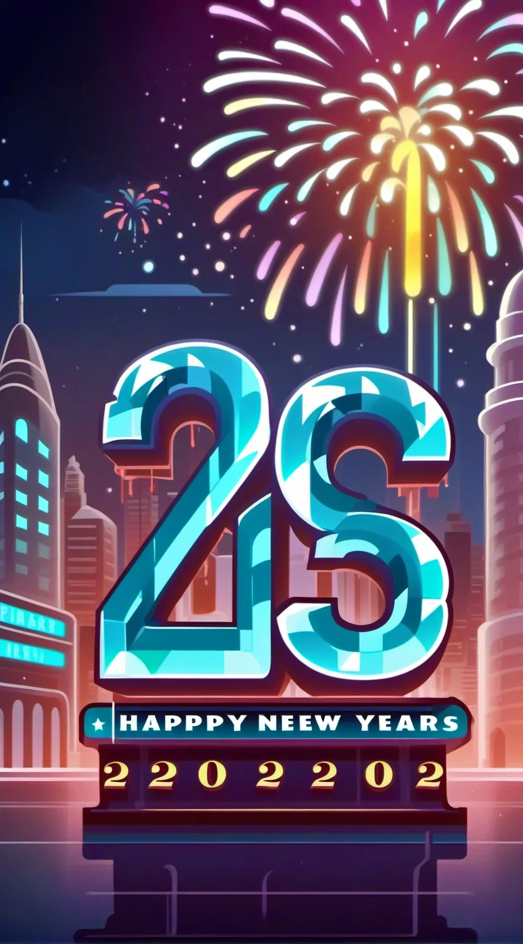 ai character: Happy new year background