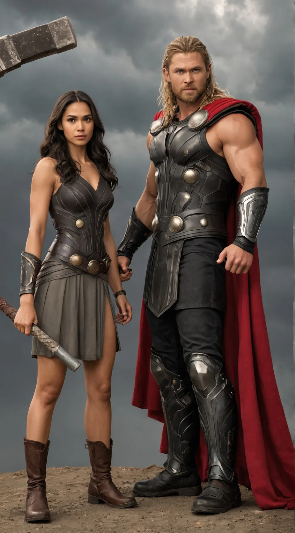ai character: Valkyrie and Thor background