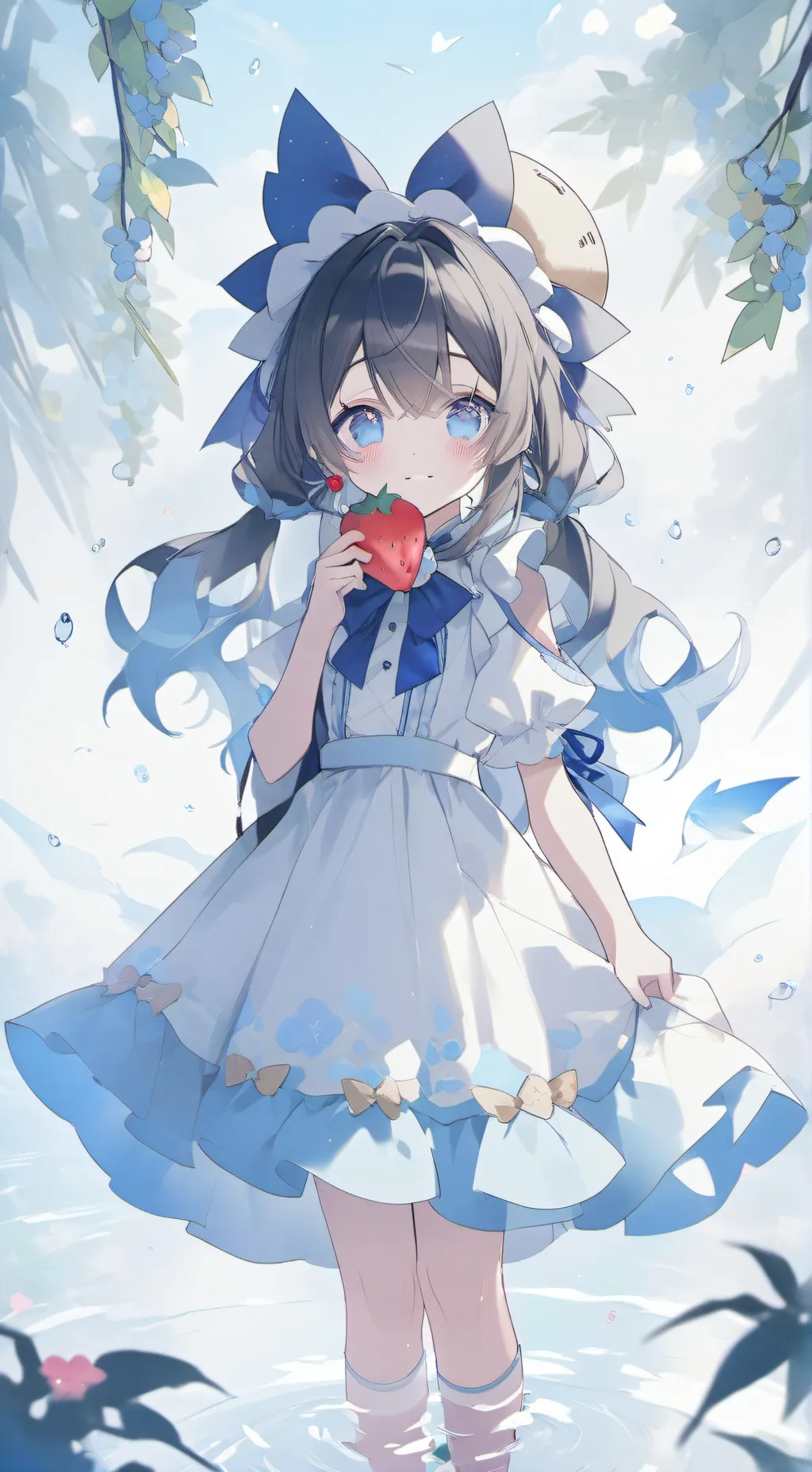 ai character: lots of fruits background