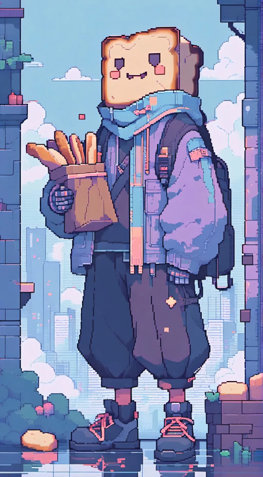 ai character: bread man background