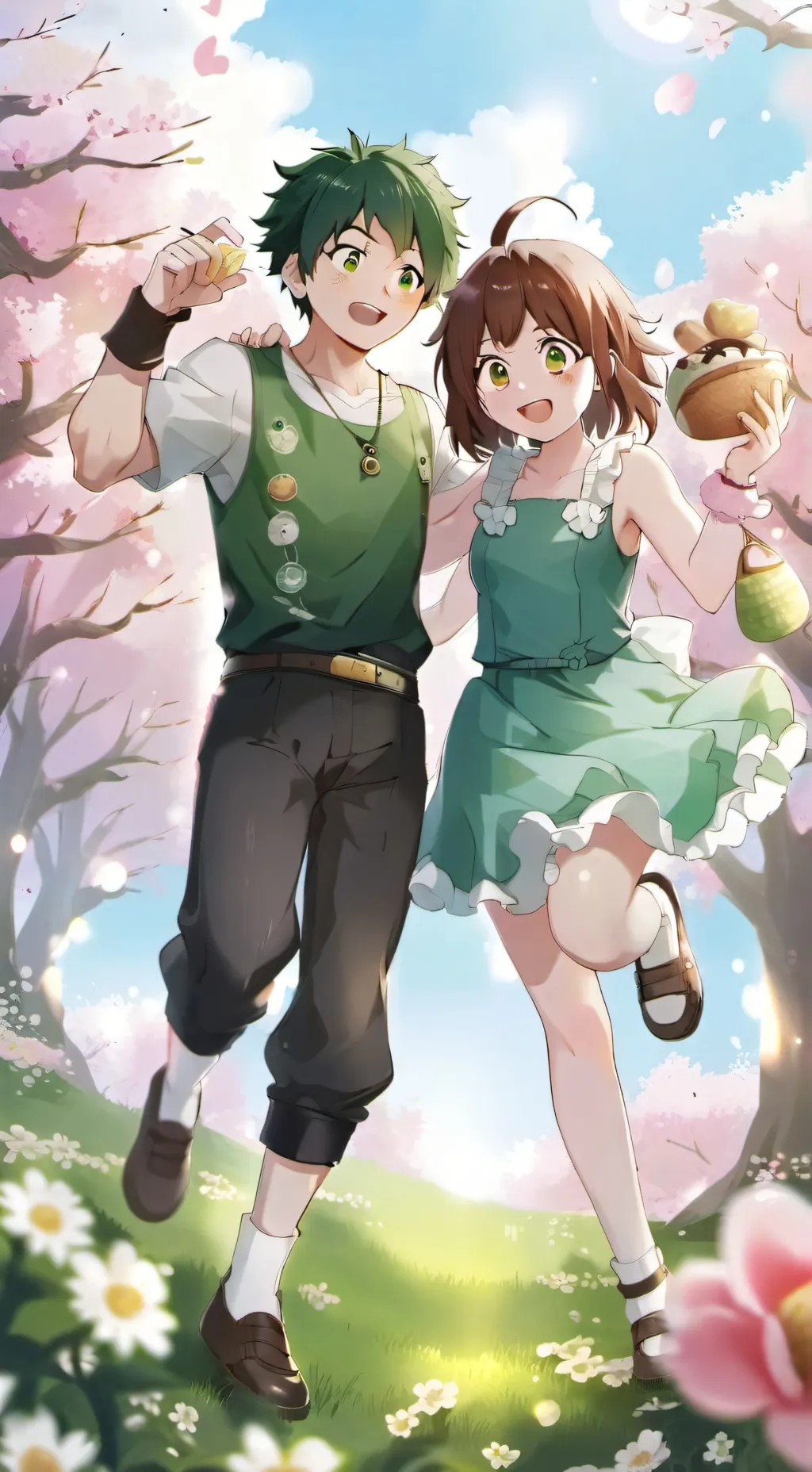 ai character: ochako and deku background