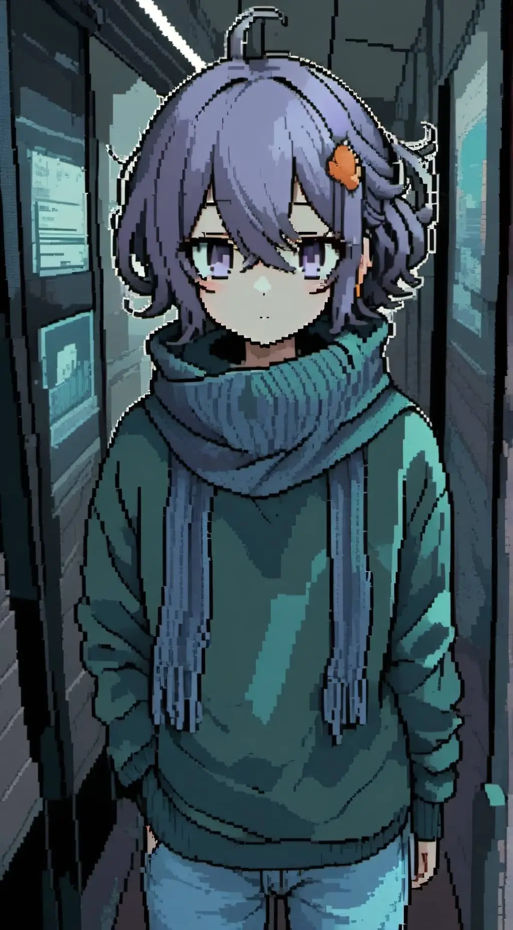 ai character: Violet background