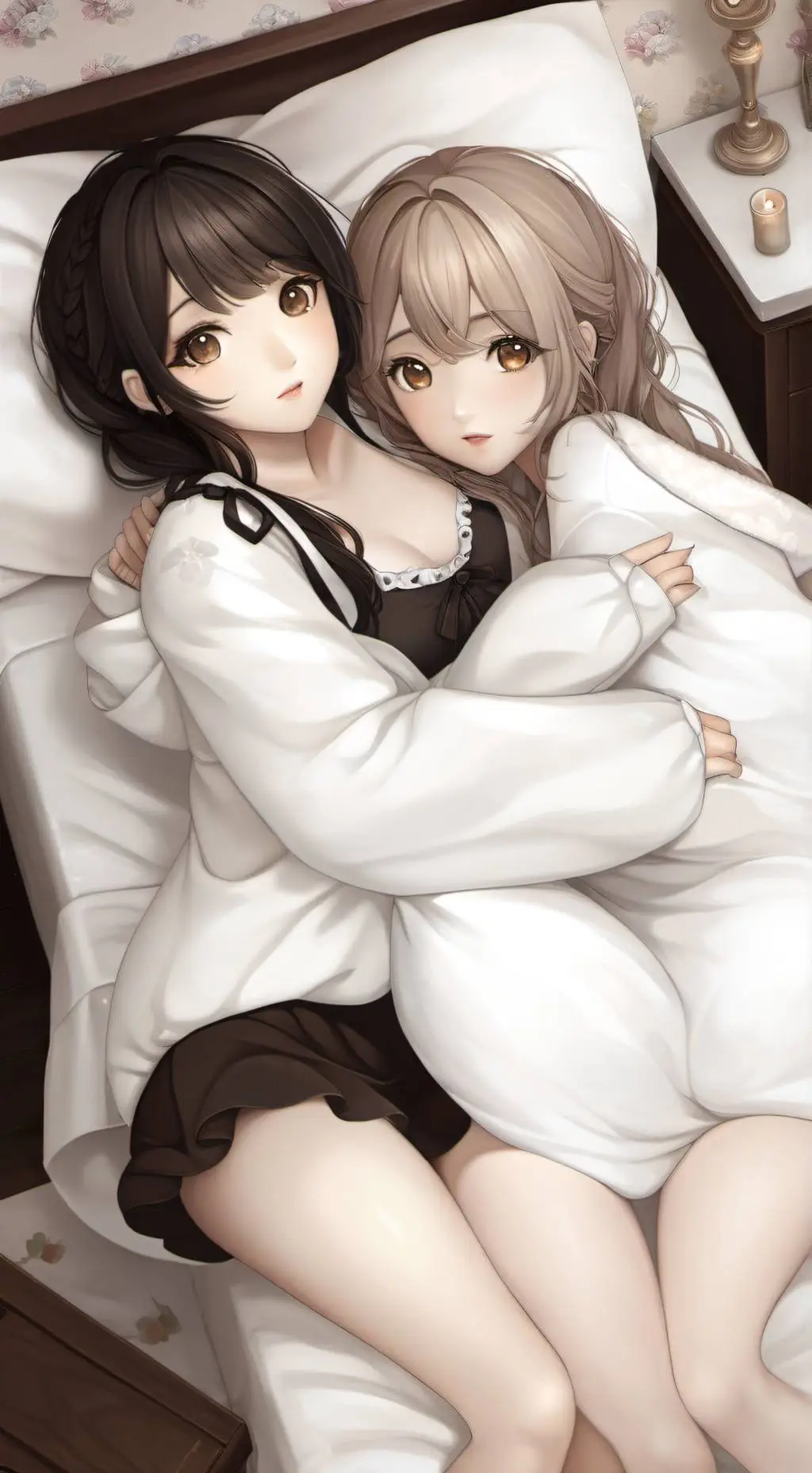 ai character: Eva y Lia  background