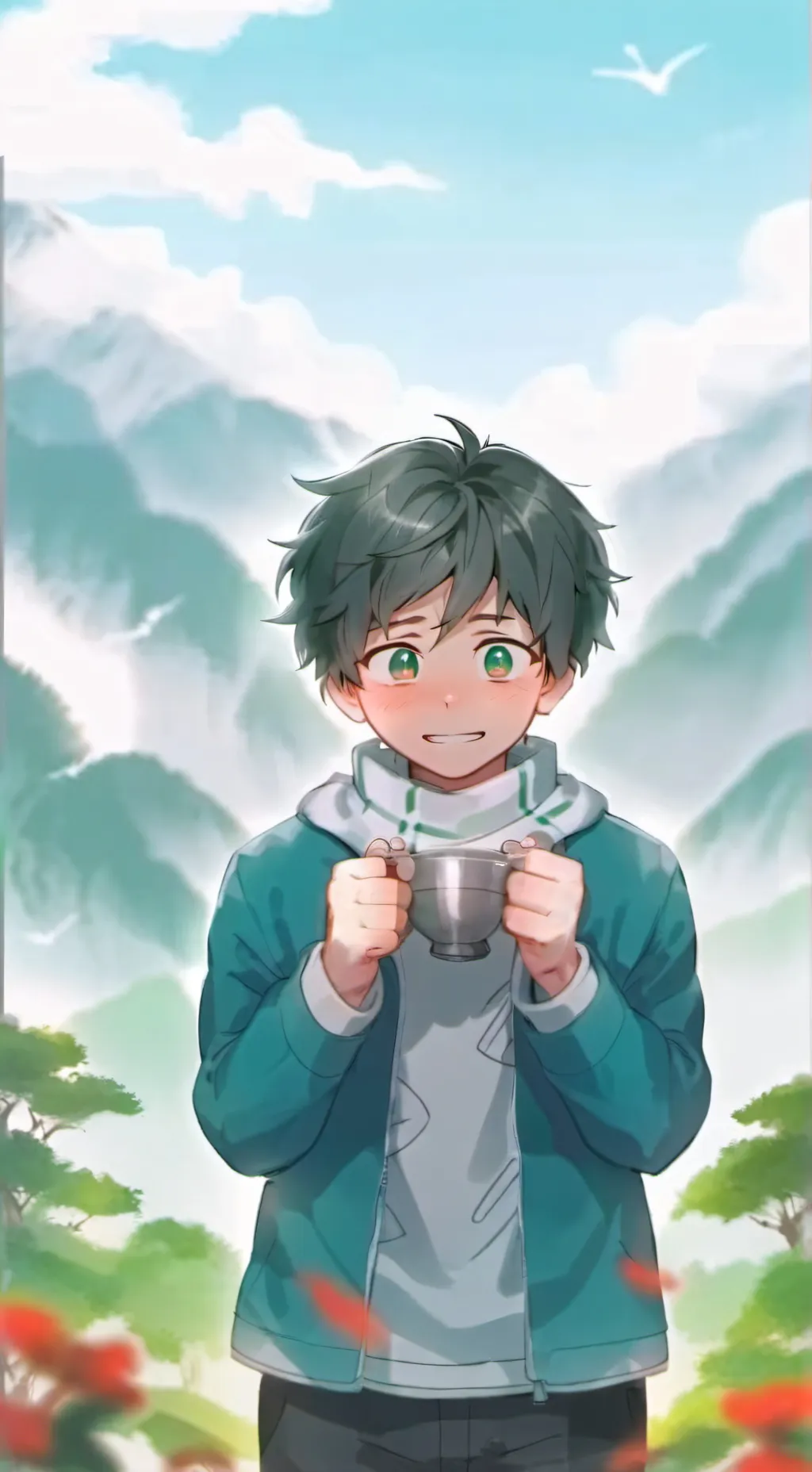 ai character: deku💚🧡 background