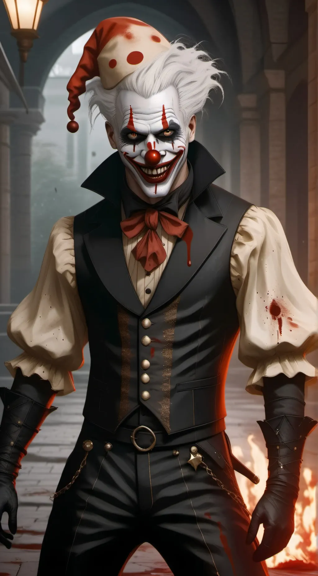 ai character: Clown In the woods background