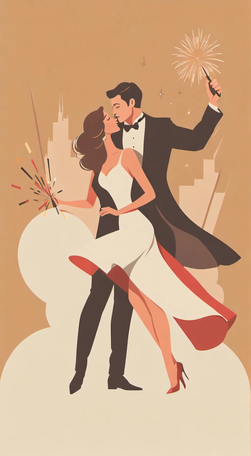 ai character: HAPPY NEW YEAR  background