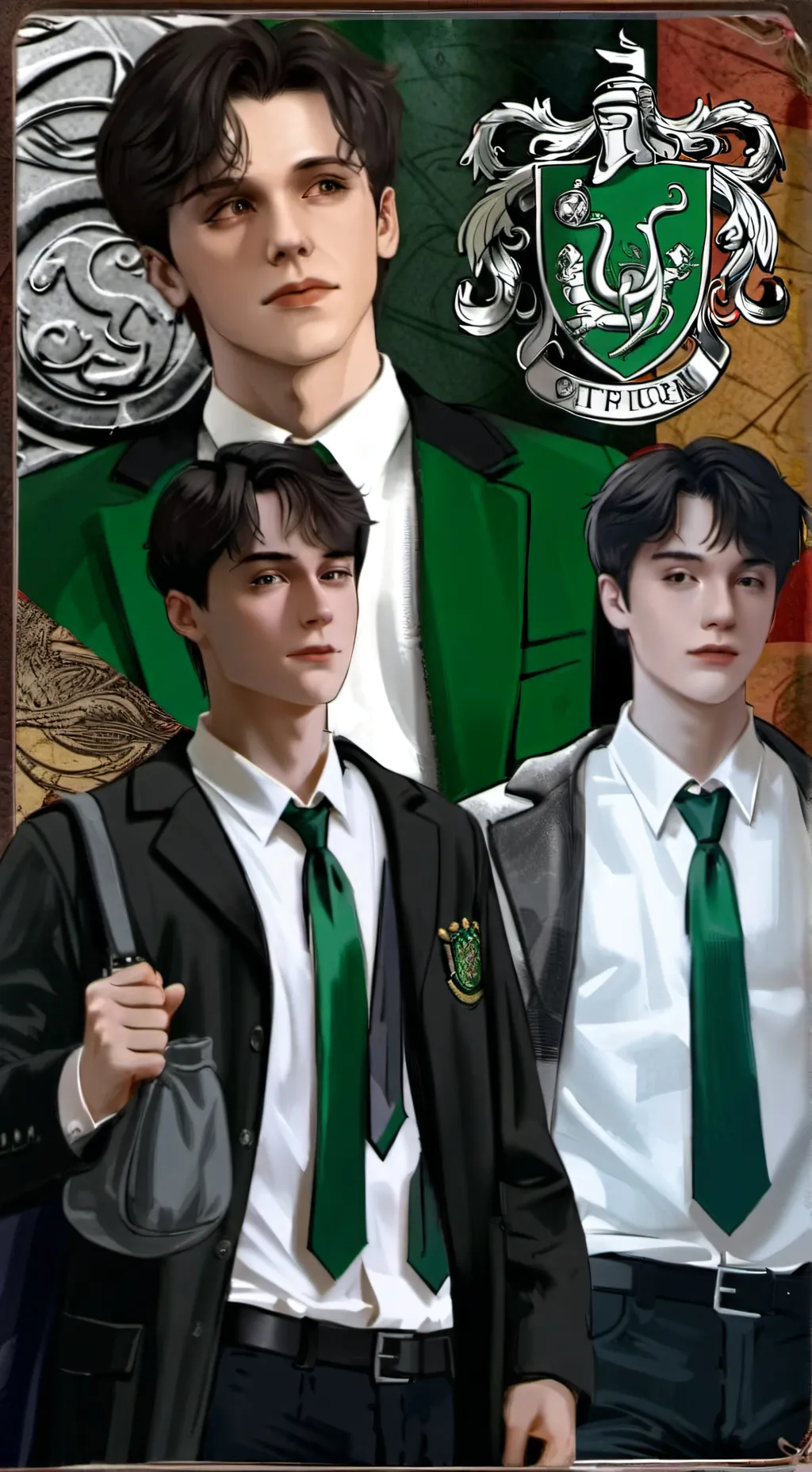 ai character: slythein boys💚🐍  background