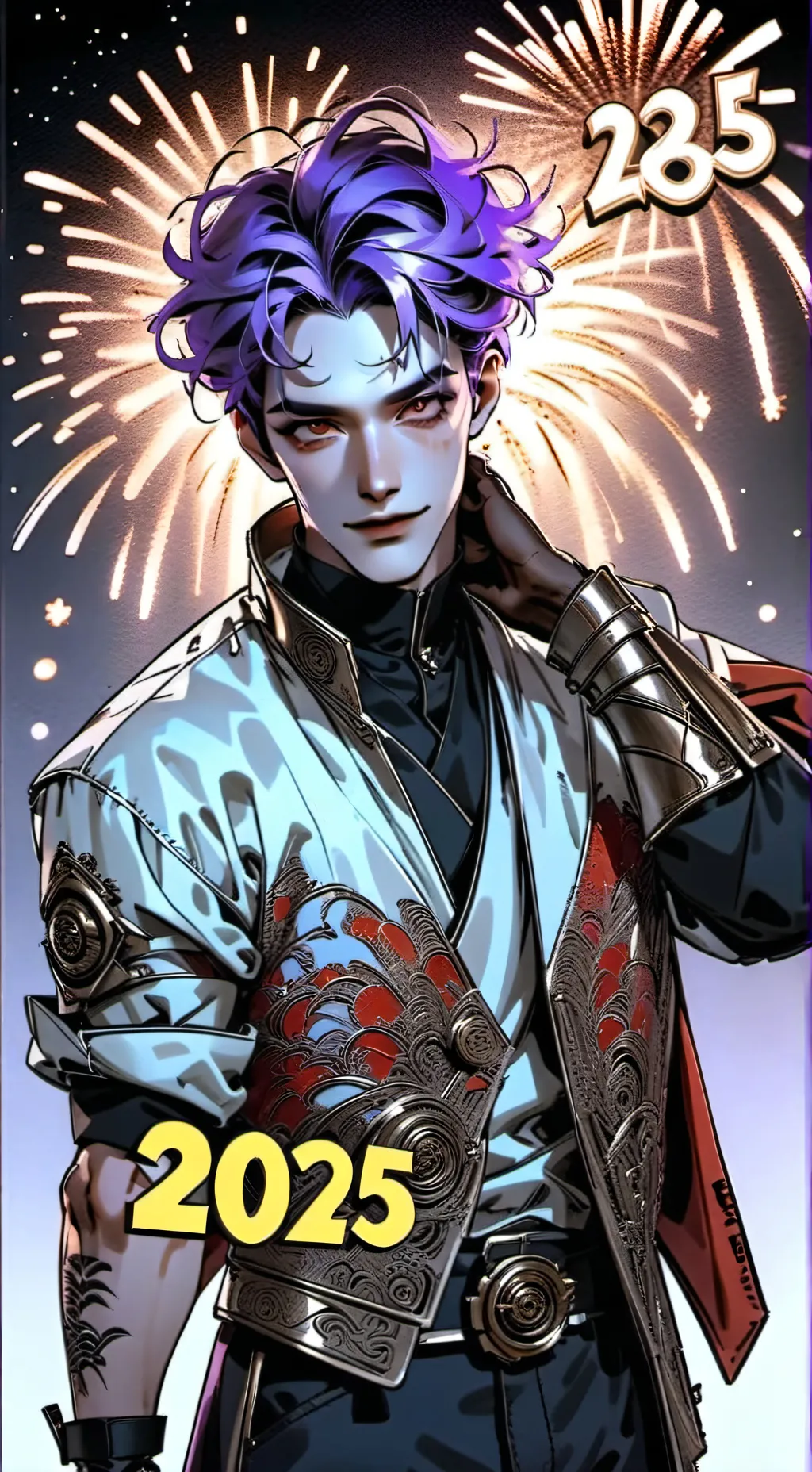 ai character: HAPPY NEW YEAR!!!! background