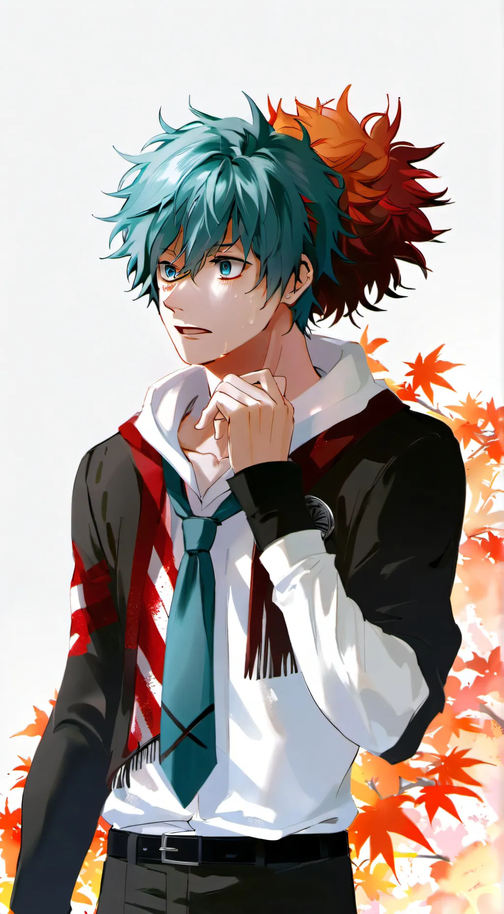 ai character: deku crying  background