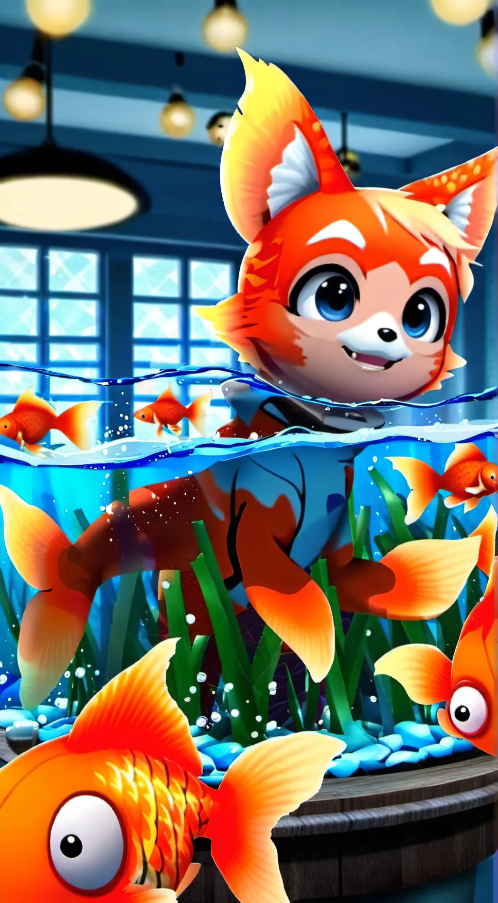 ai character: Swimmer the Orange Furry background