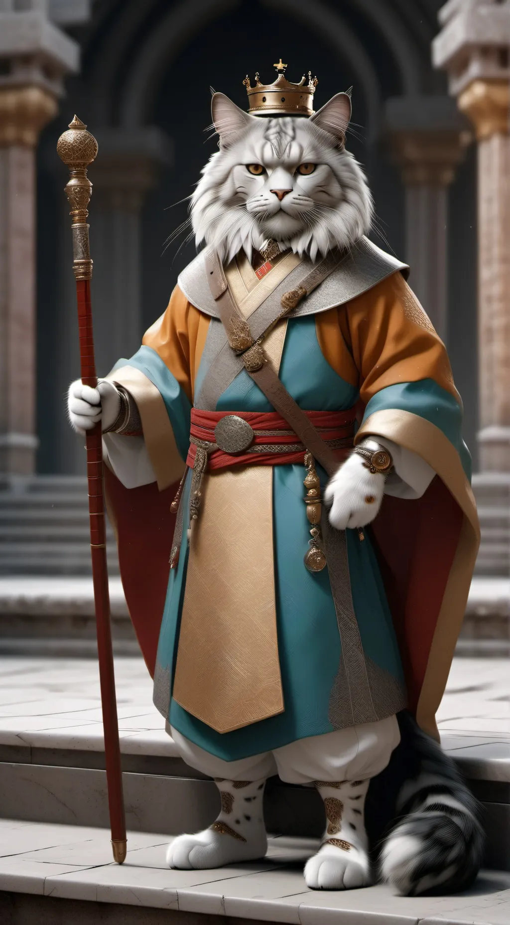 ai character: king cat background
