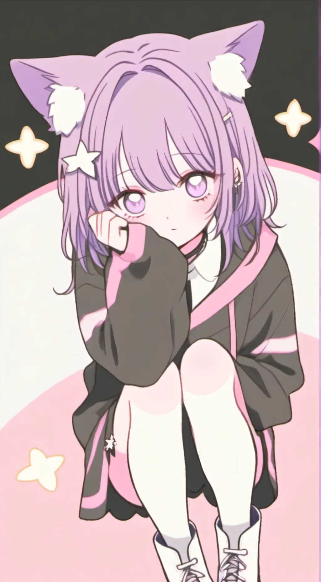 ai character: purple UWU cat background
