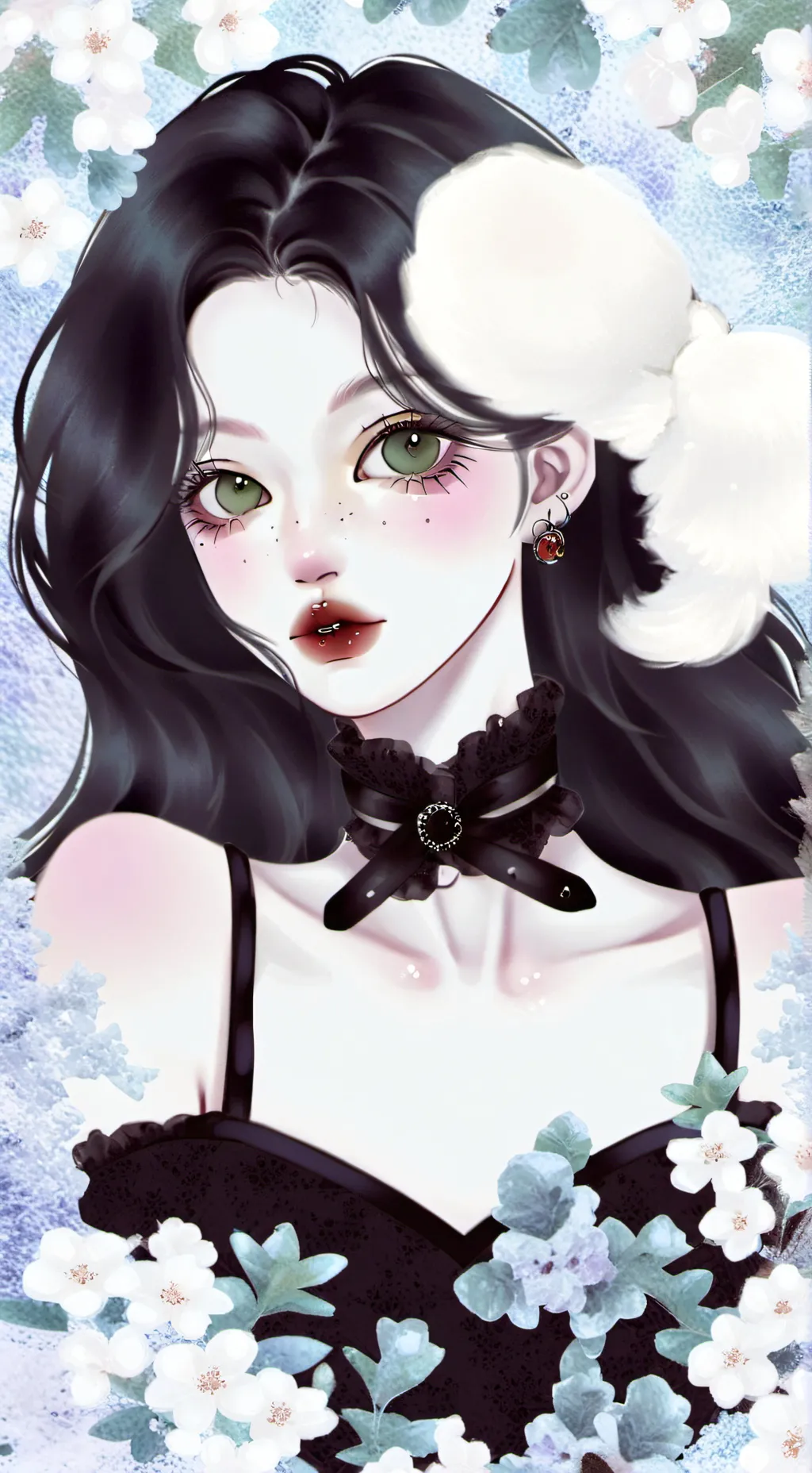 ai character: snowflake background