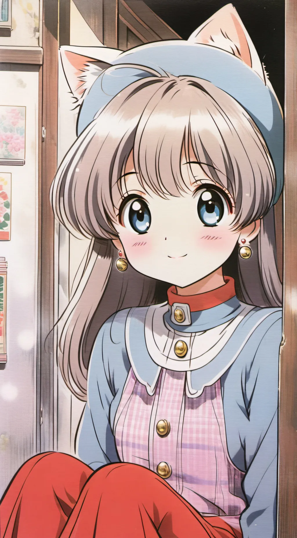ai character: tiny cat girl  background