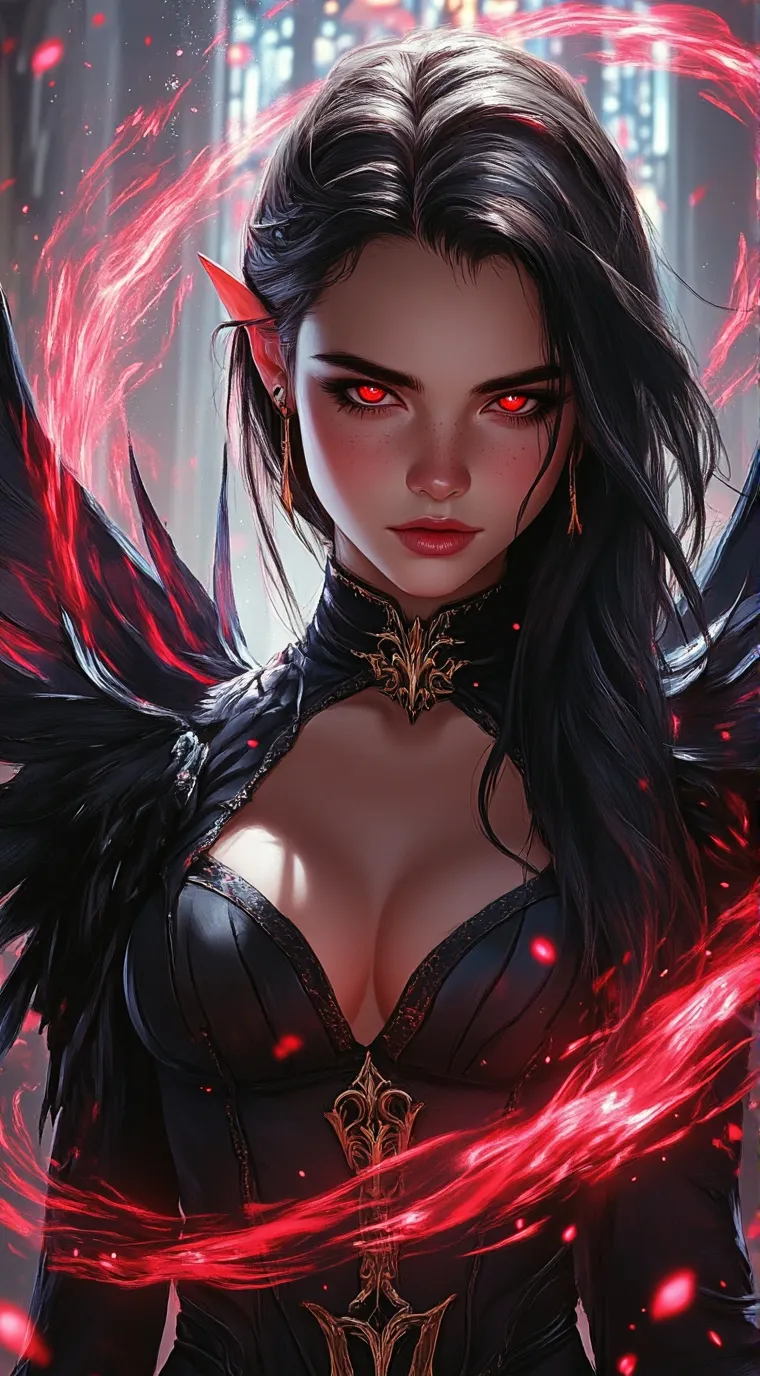 ai character: Vivia🖤❤️ background