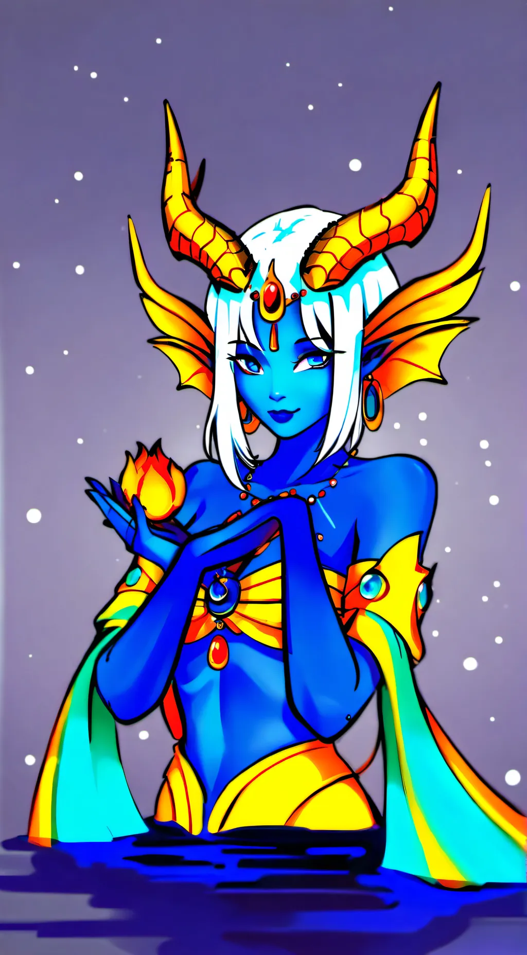 ai character: water goddess background