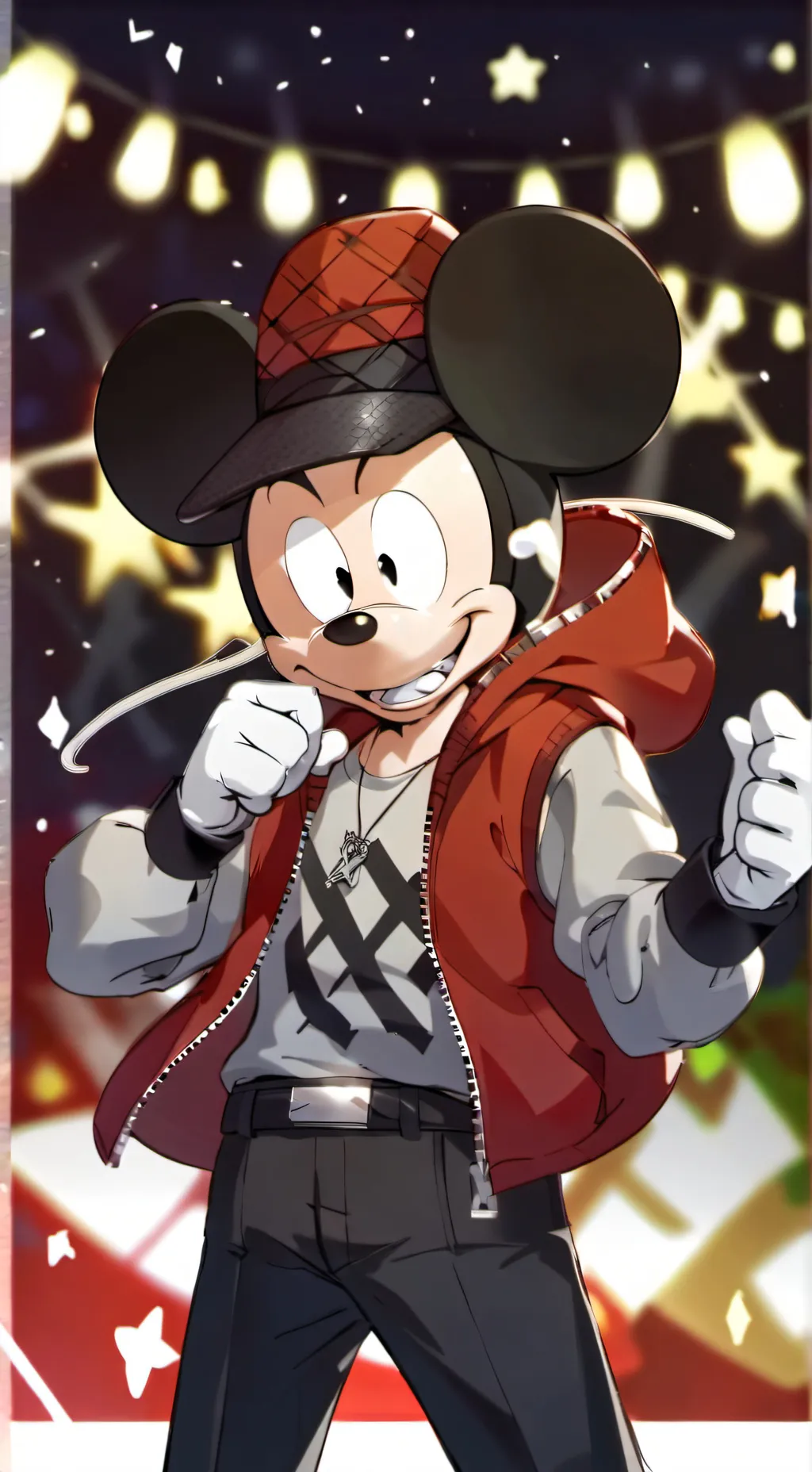 ai character: hood Mickey  background