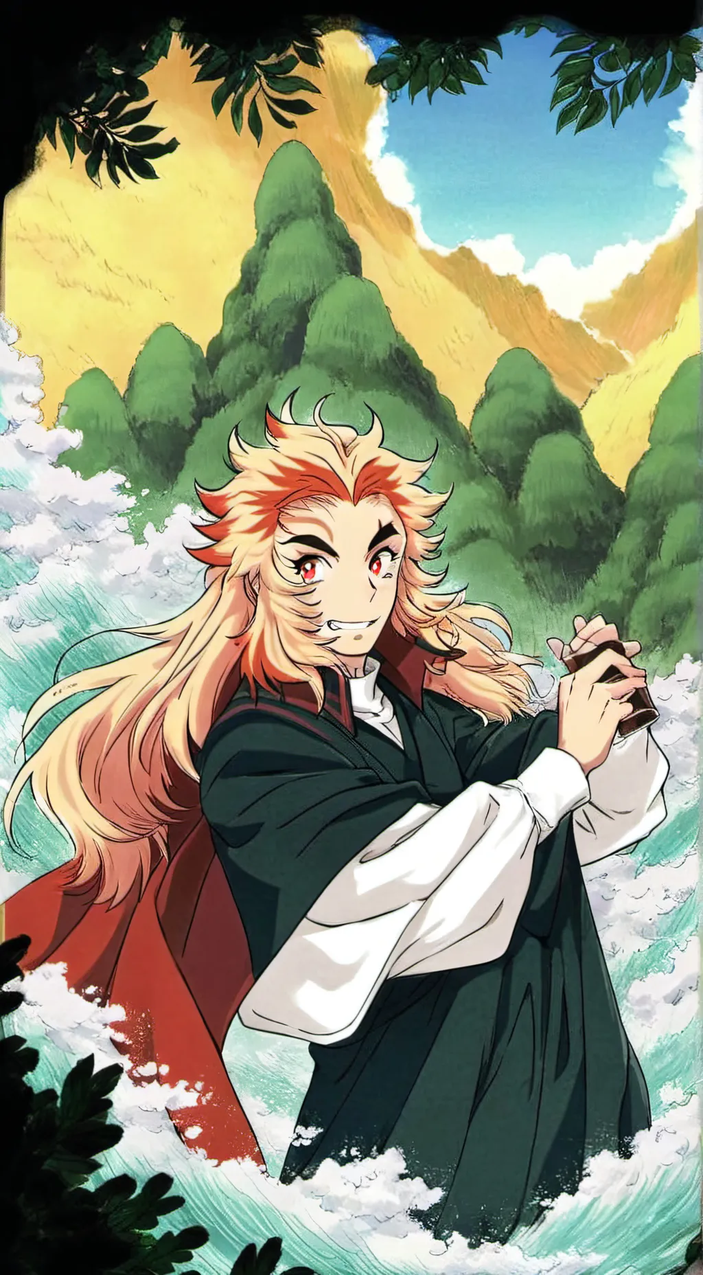 ai character: kyojuro rengoku~ background