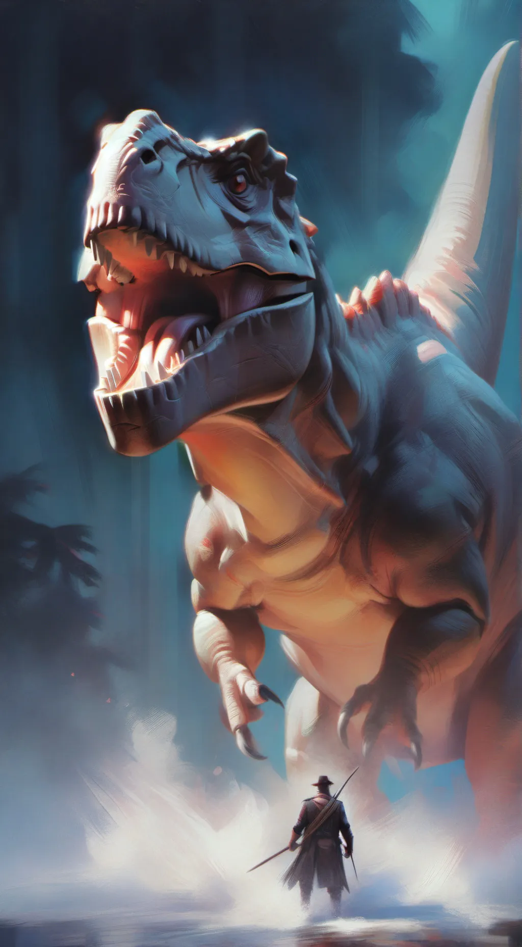 ai character: JURASSIC WORLD  background