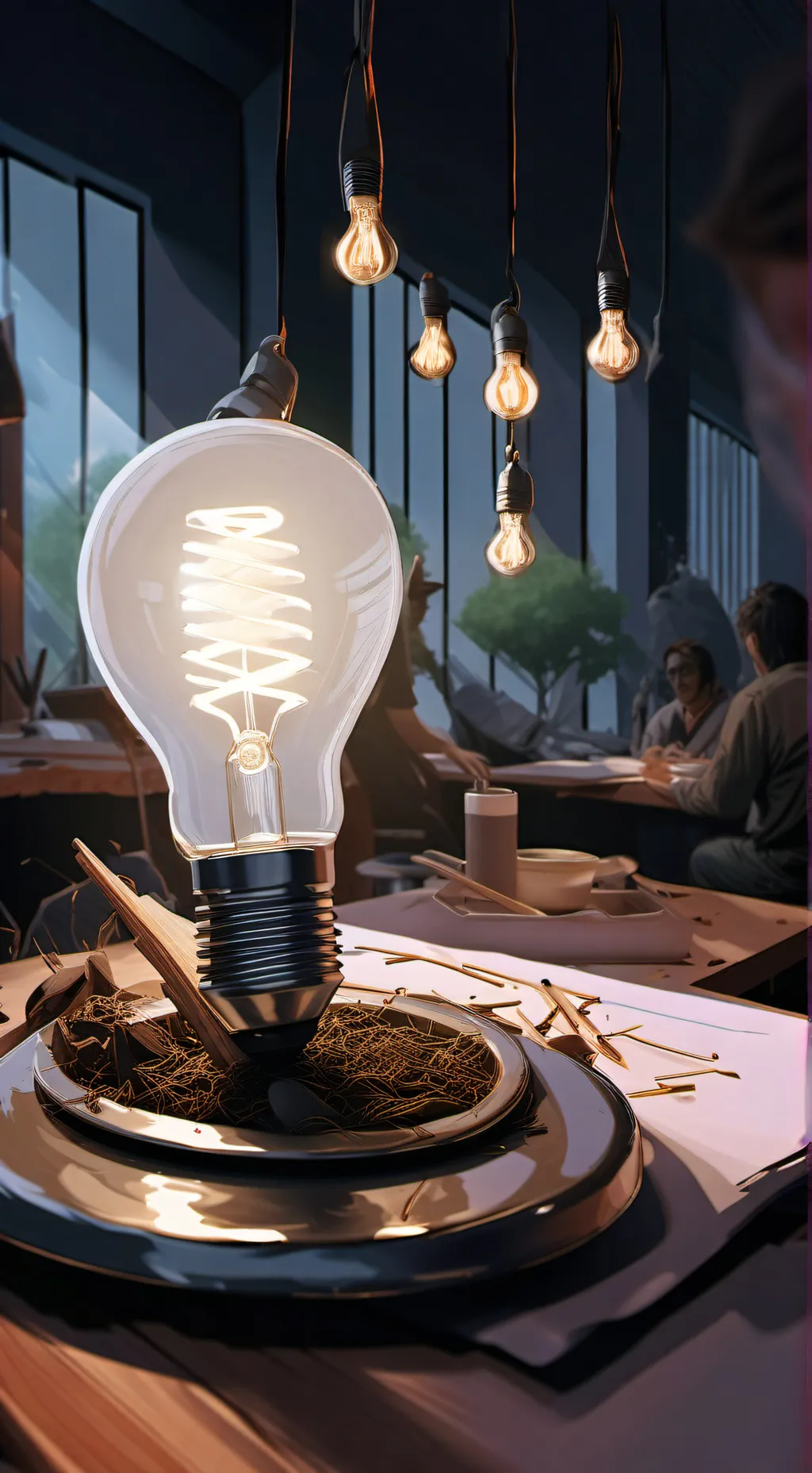 ai character: Lightbulb  background