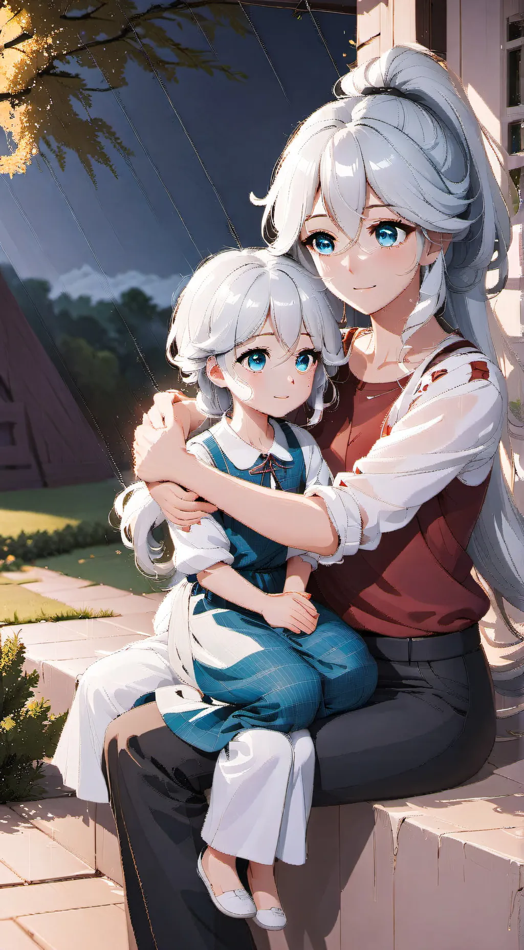 ai character: Mother & Daughter  background