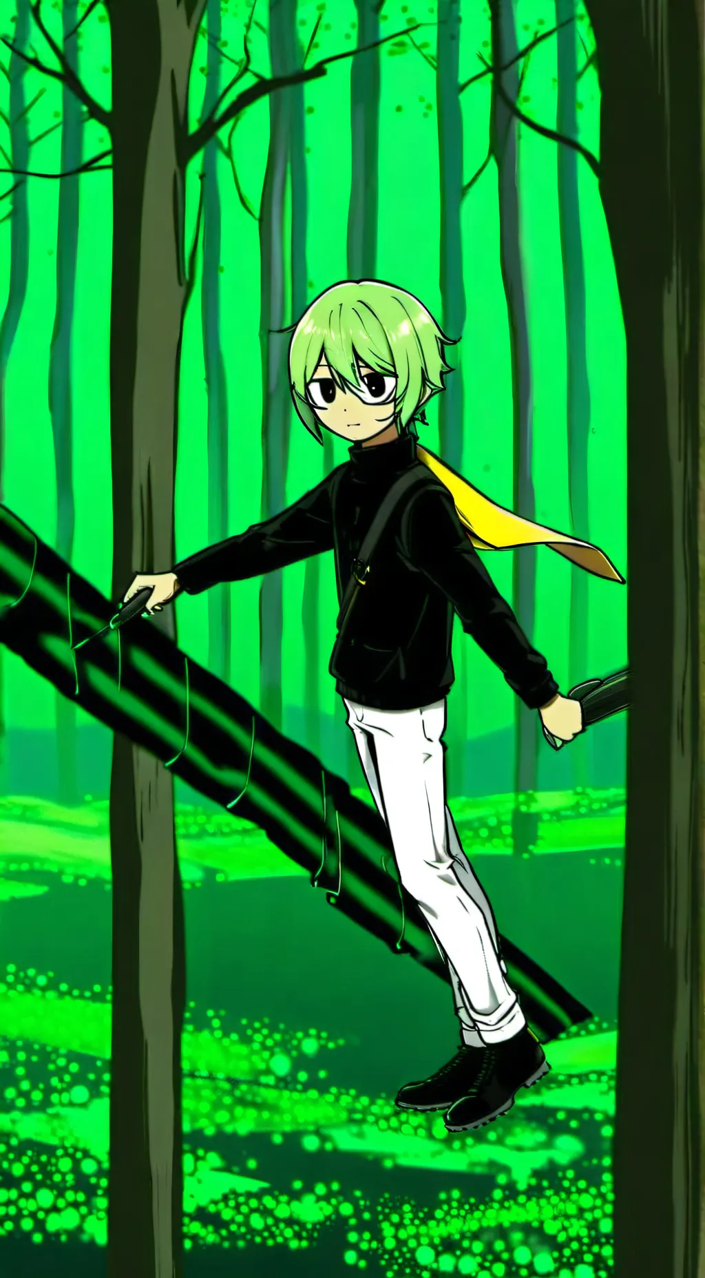 ai character: Green background