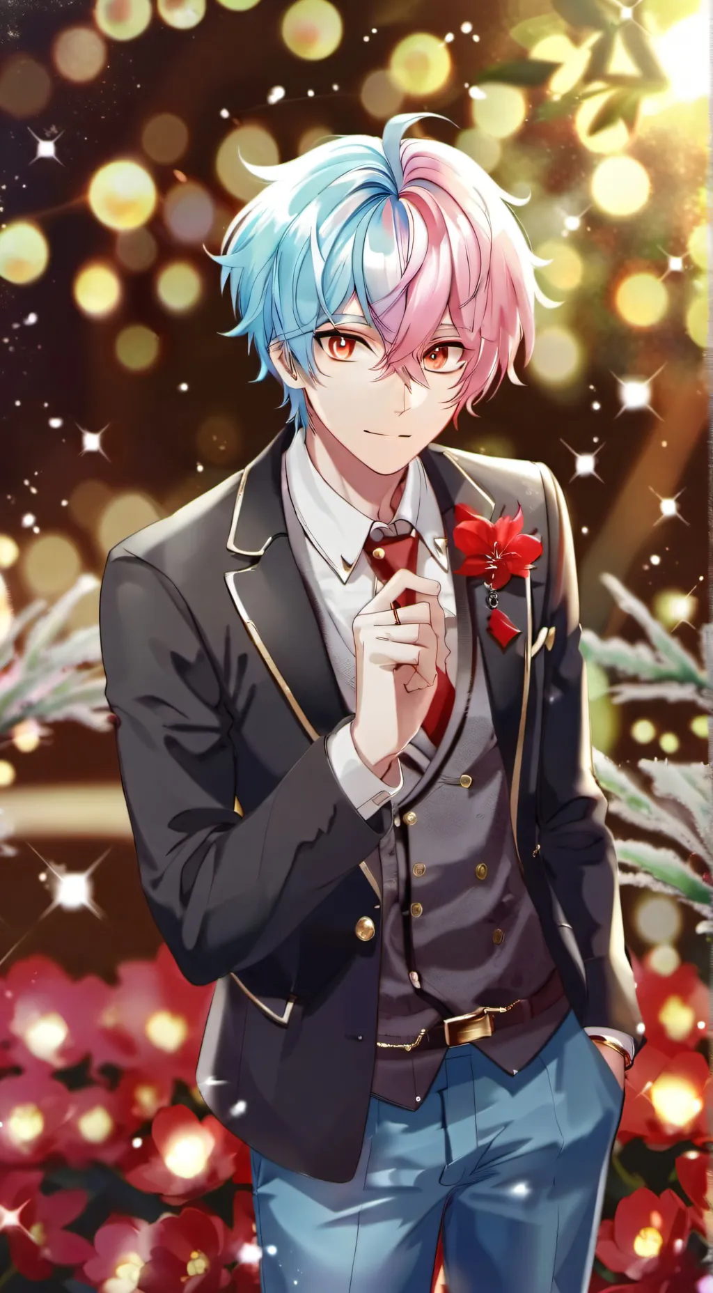 ai character: rainbow background