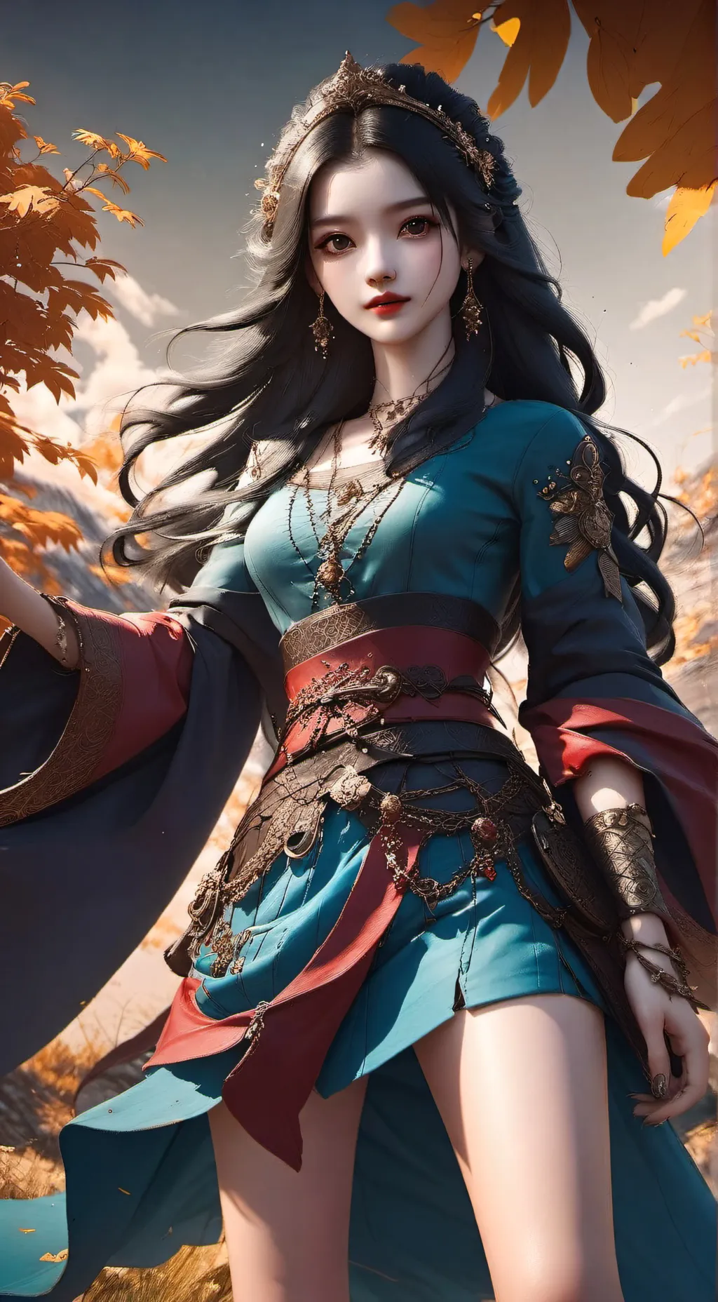 ai character: Kingdom blue & red background