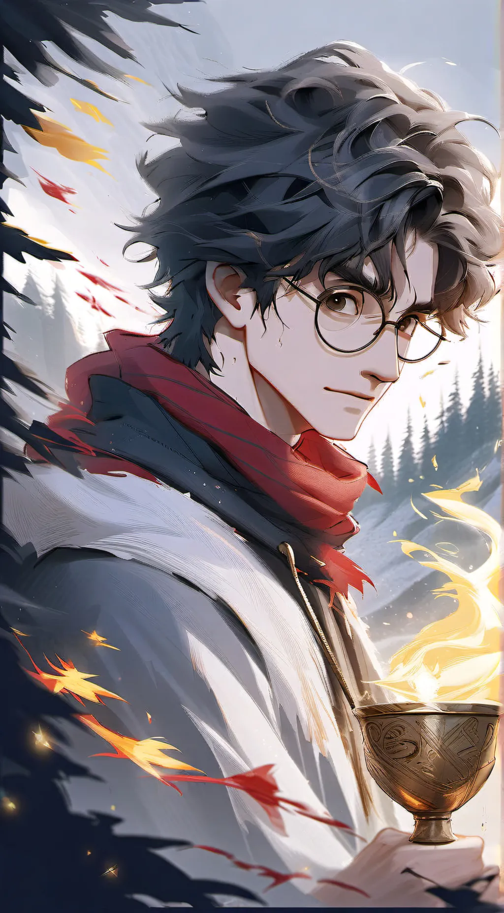 ai character: Goblet of fire background