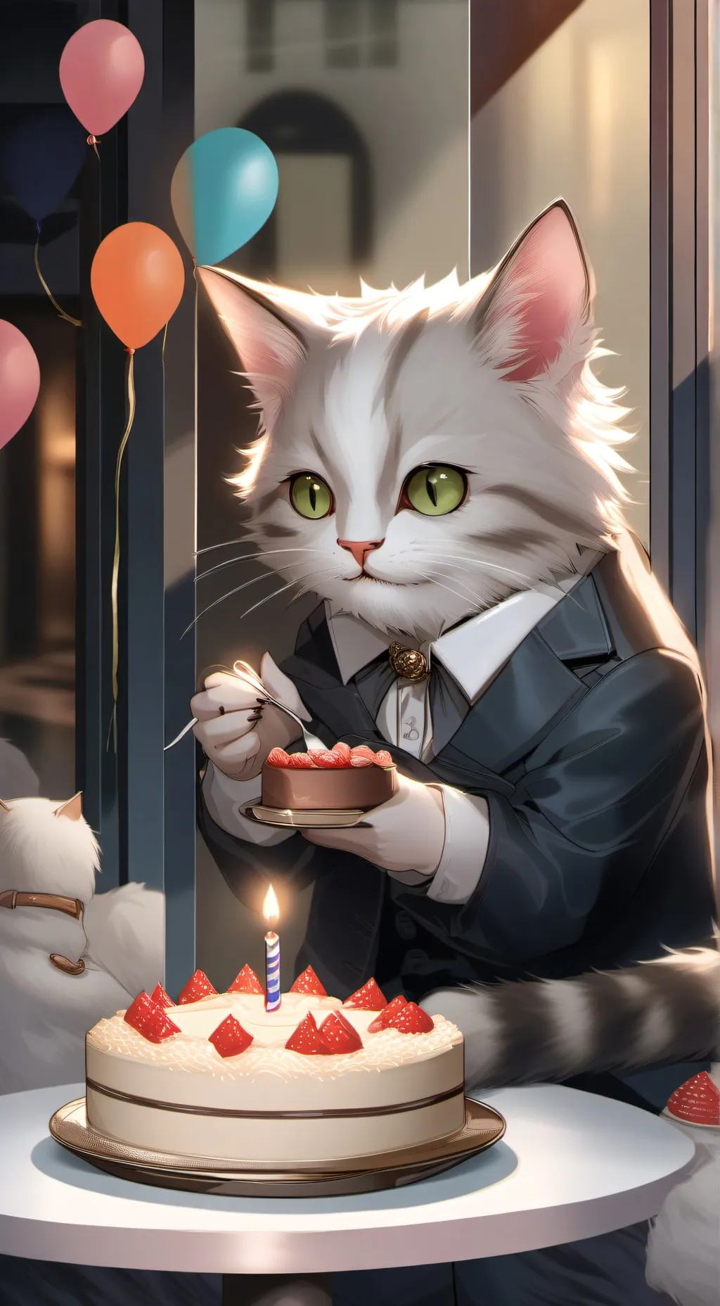 ai character: birthday cat background