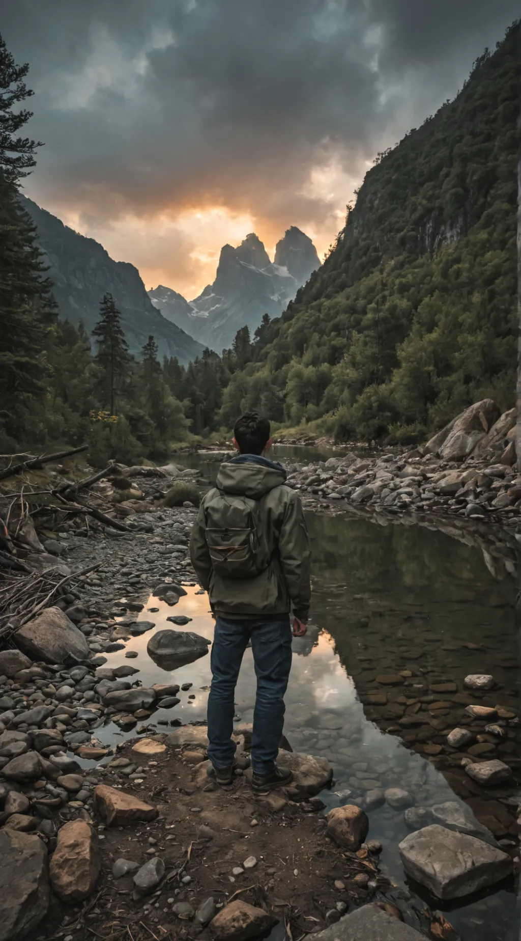 ai character: Imaginary mountain background