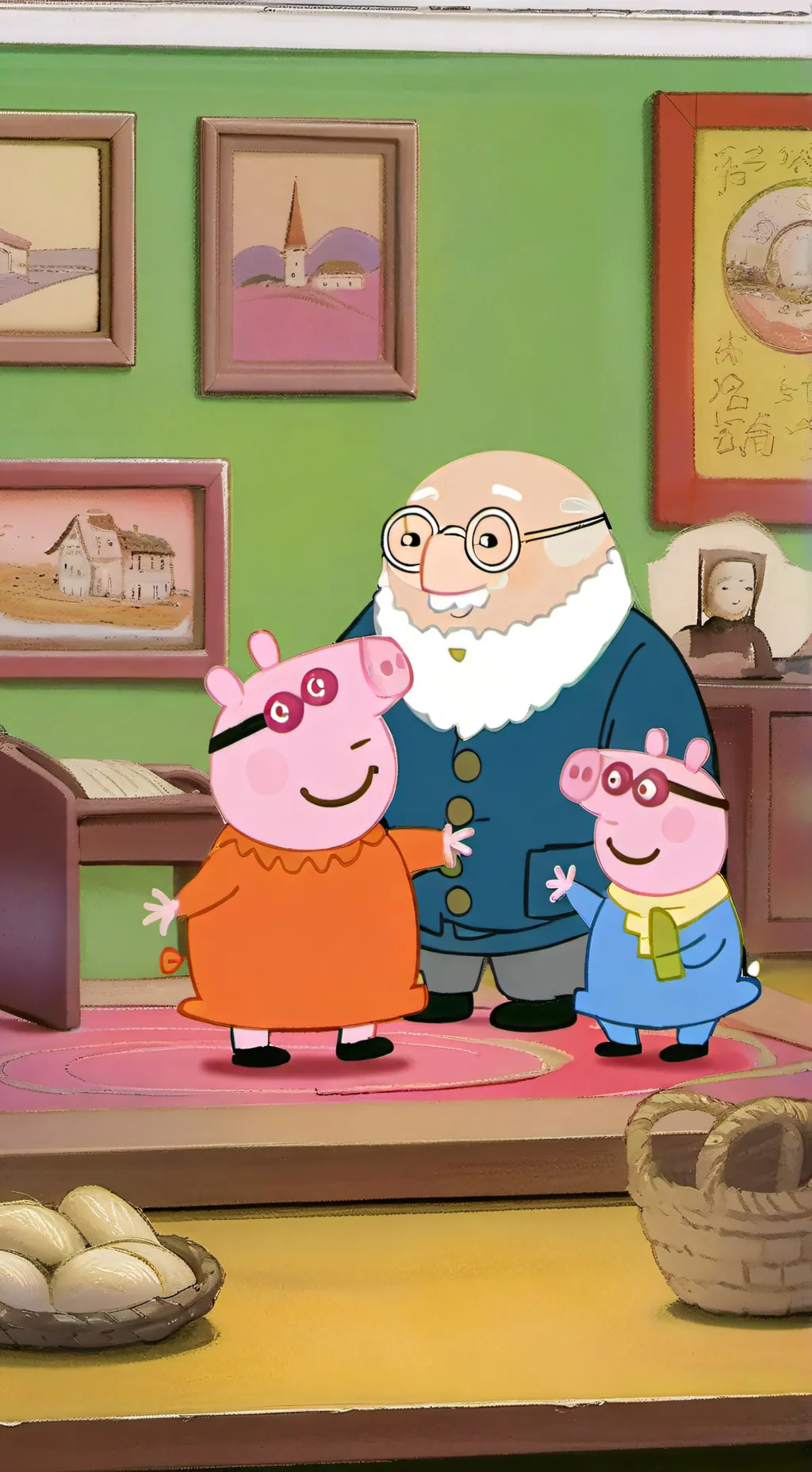 ai character: Peppa LA puerca background