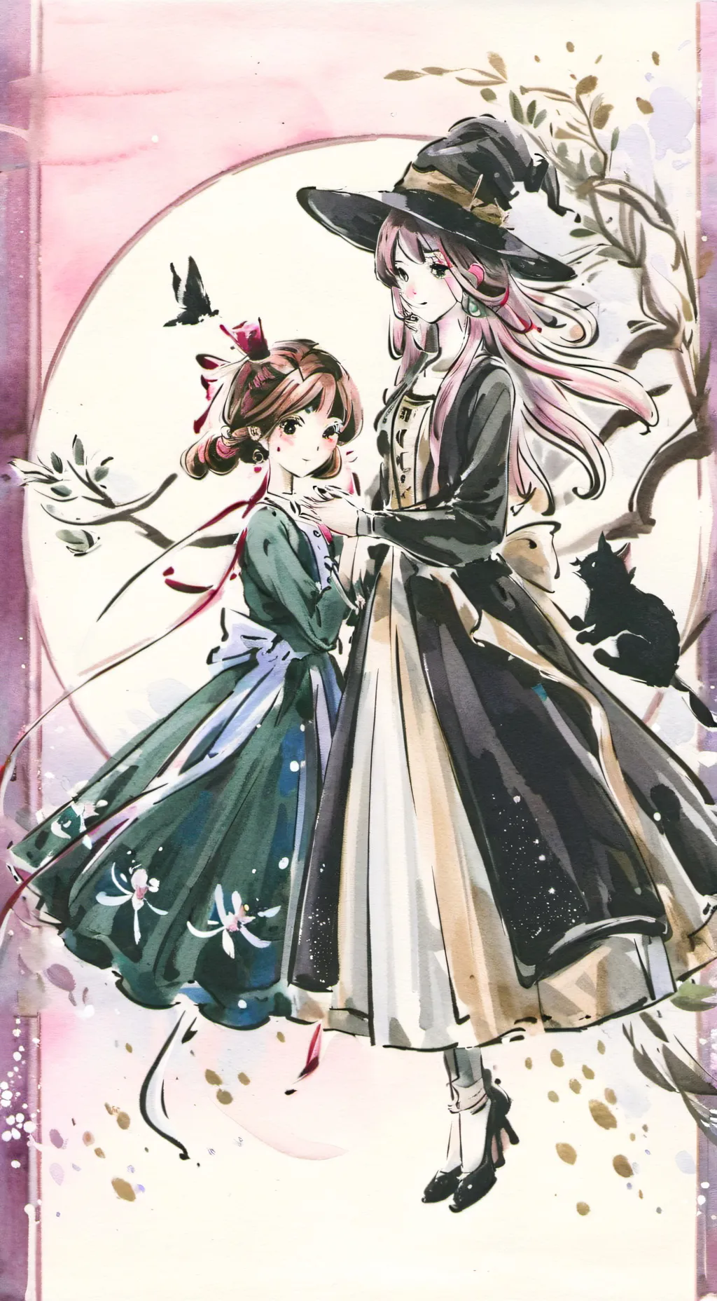ai character: Gina & Ellie. background