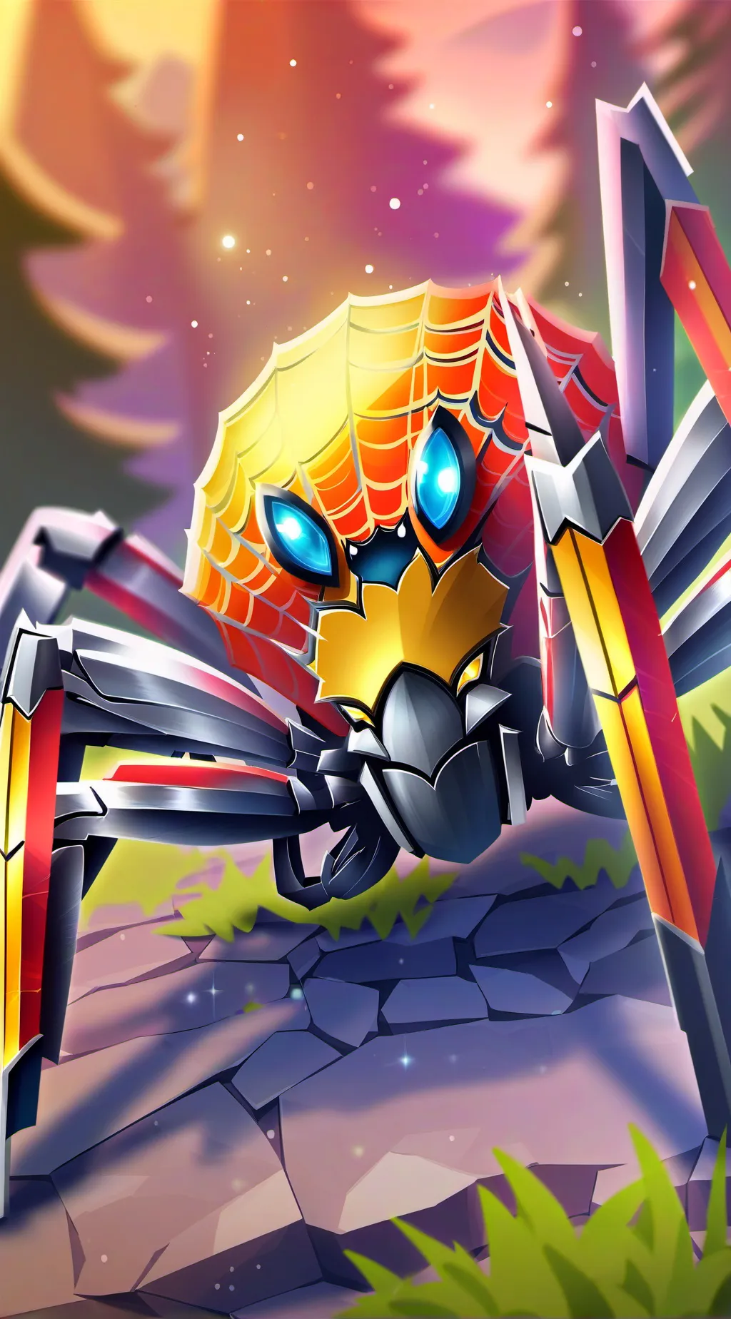 ai character: glitching spider background